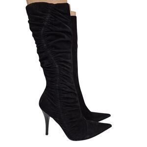 Steven Black Suede Leather Dress Boots Stiletto Heels NWOB Sz 9.5